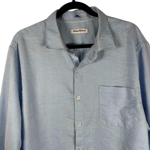 TOMMY BAHAMA Light Blue Linen Long Sleeve Button Down Camp Shirt Men Size XL - Picture 3 of 10